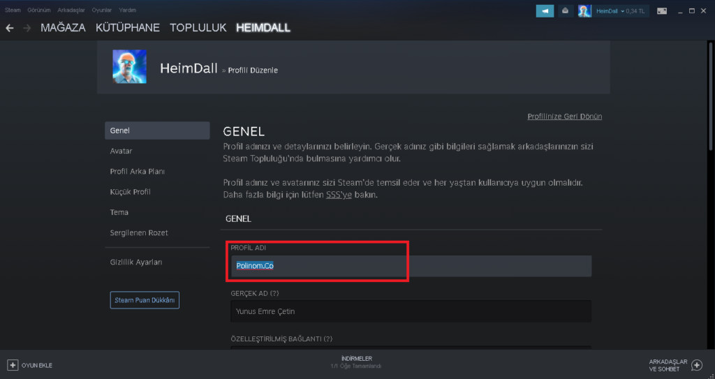 Steam Kullanıcı adı değiştirme adım 3